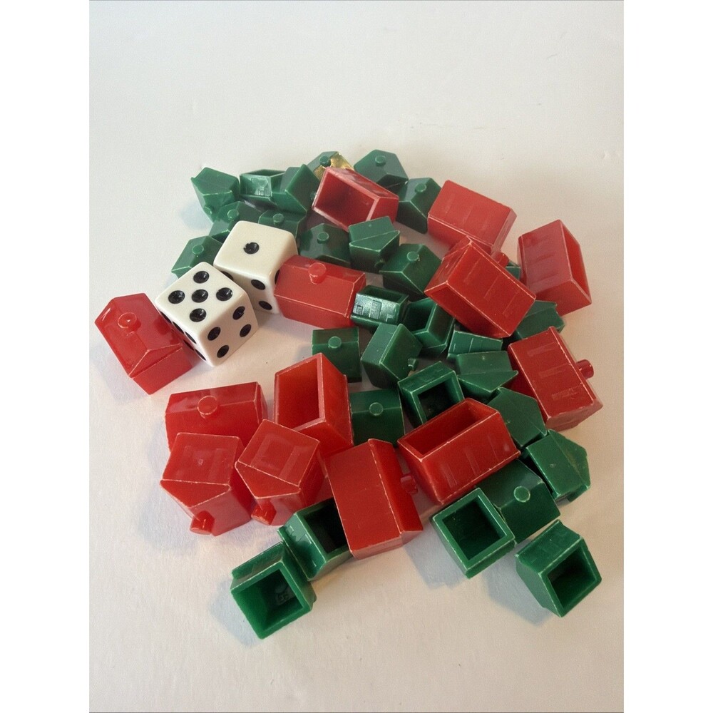 Monopoly Game Replacement Parts Hotels and Houses and Dice